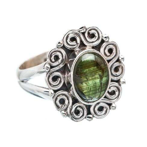 Sterling silver ring - GREEN TOURMALINE - Dreams Collection (size 6.25 / M to N)