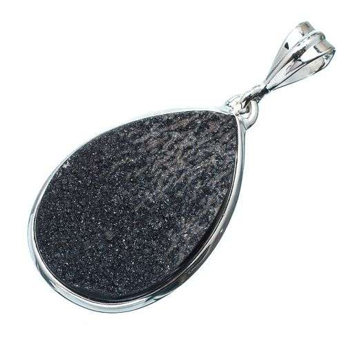 Sterling silver pendant - BLACK DRUZY - Dreams Collection