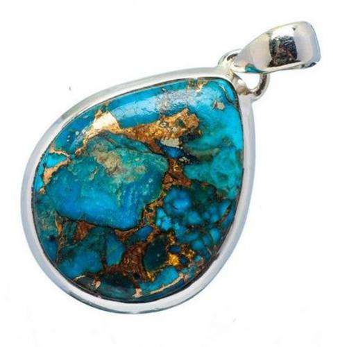 Sterling silver pendant - BLUE COPPER TURQUOISE - Dreams Collection