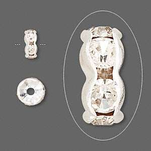 CRYSTAL & Silver 6mm Roundel / rondelle spacer (rhinestone)