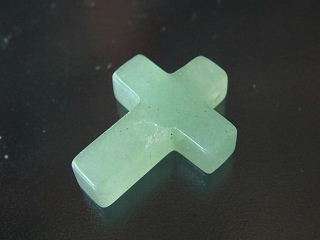 AVENTURINE Cross bead - hand carved