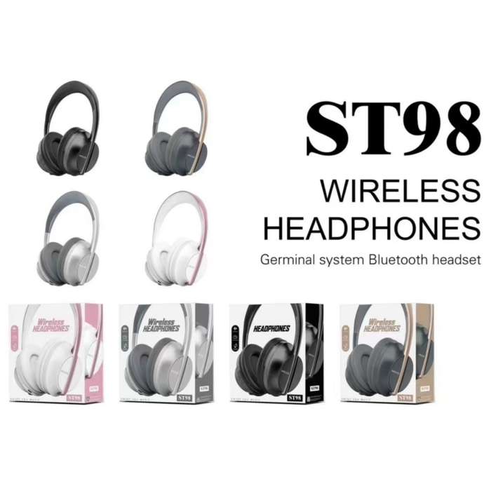 st98 Bluetooth wireless headphones - hifi stereo with mic - black