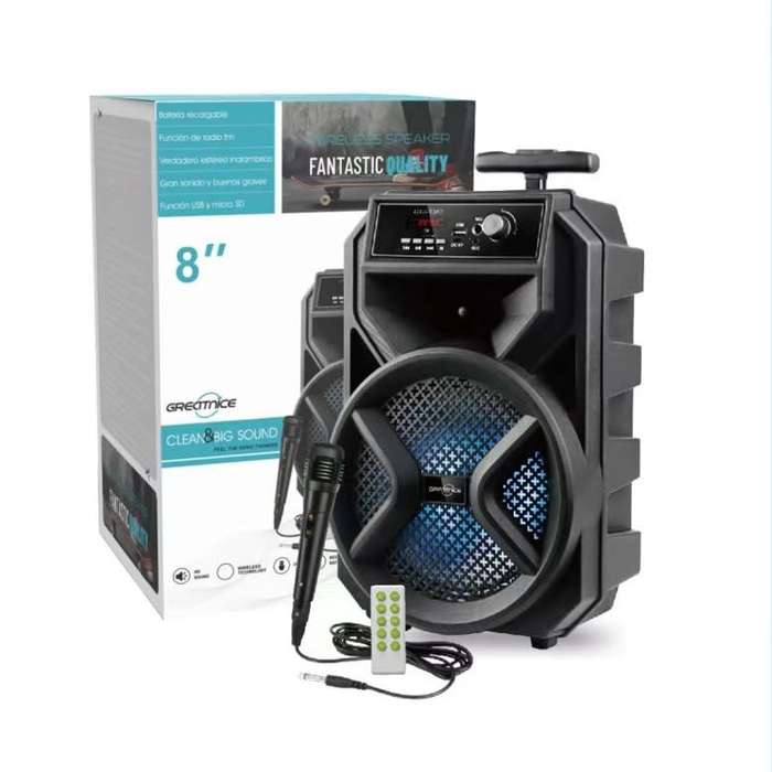 Bluetooth speaker gts1340 with microphone and remote - 8 inch