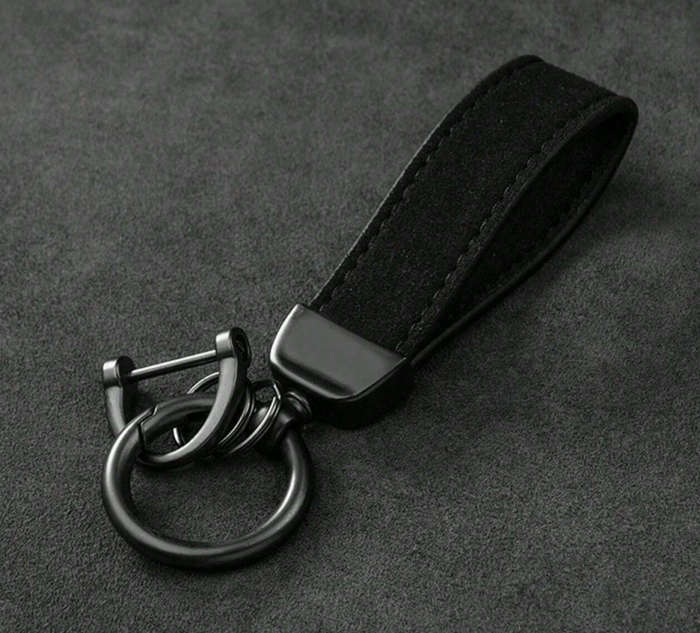 Leather Keychain with Ring Holder