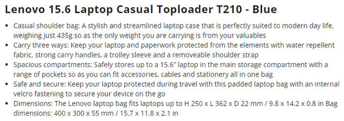 Lenovo Topload Laptop Bag ***Colour not available in SA***