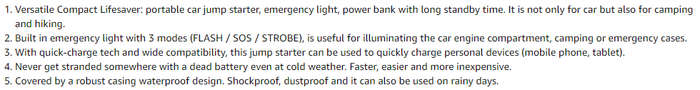Portable Jump Starter (30000mAh, 12V)