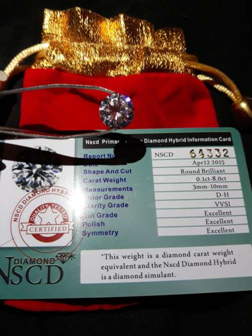 Stunning 10mm x 10 mm by 7 mm 8.7ct hydrid diamond with identification card