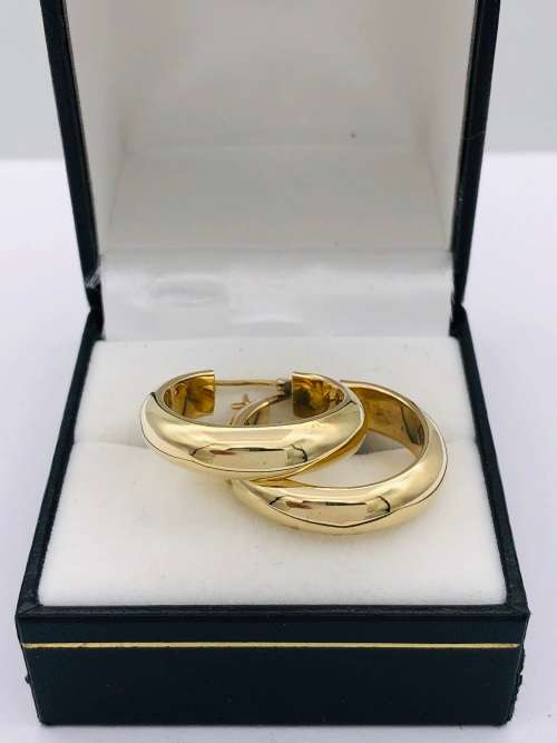 *CHUNKY SOLID GOLD HOOP EARRINGS* R1 BIDS!