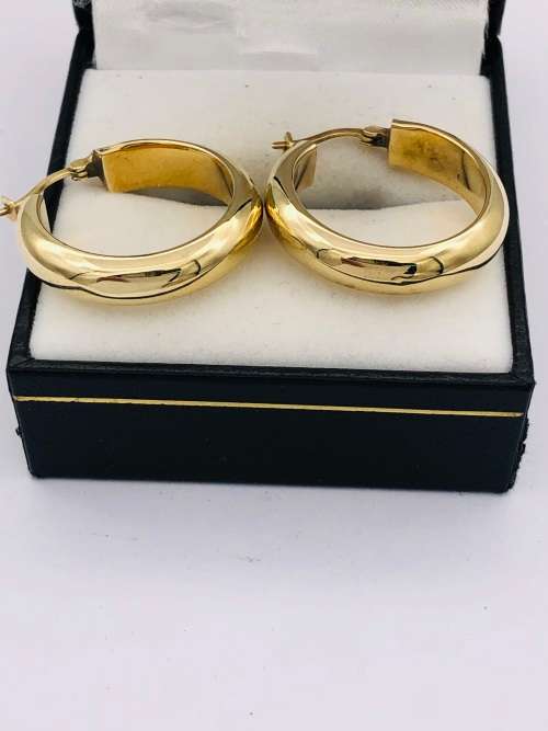 *CHUNKY SOLID GOLD HOOP EARRINGS* R1 BIDS!