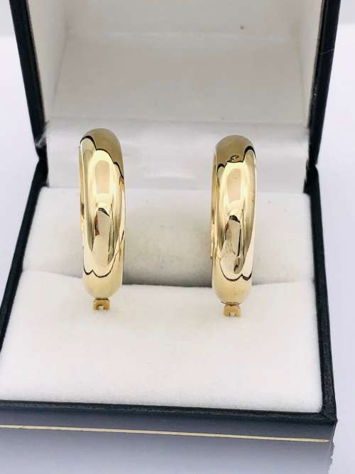 *CHUNKY SOLID GOLD HOOP EARRINGS* R1 BIDS!