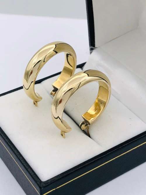 *CHUNKY SOLID GOLD HOOP EARRINGS* R1 BIDS!