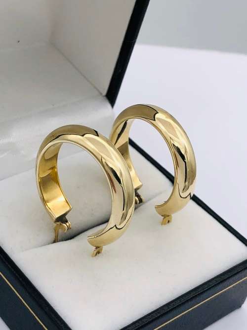 *CHUNKY SOLID GOLD HOOP EARRINGS* R1 BIDS!