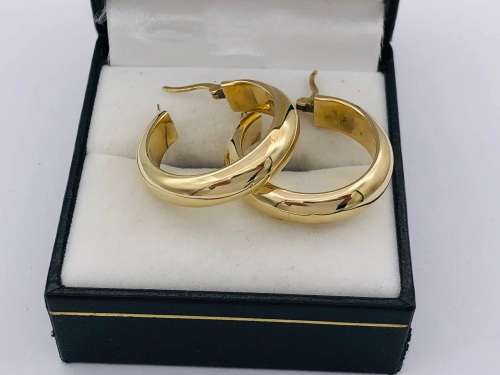 *CHUNKY SOLID GOLD HOOP EARRINGS* R1 BIDS!