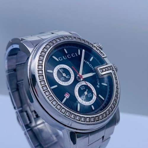 *GUCCI DIAMOND EMBLEM MENS CHRONOGRAPH* REAL DIAMONDS!