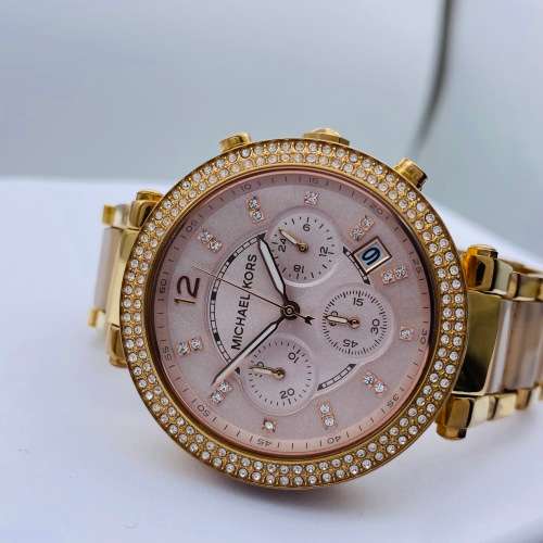 *MICHAEL KORS LADIES ROSE GOLD DRESS CHRONOGRAPH* R1 BIDS!!!