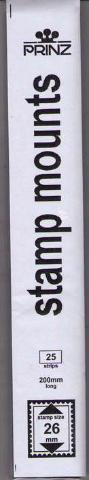 PRINZ  STAMP MOUNTS 27.5MM height  PER 25 PACK 200mm long