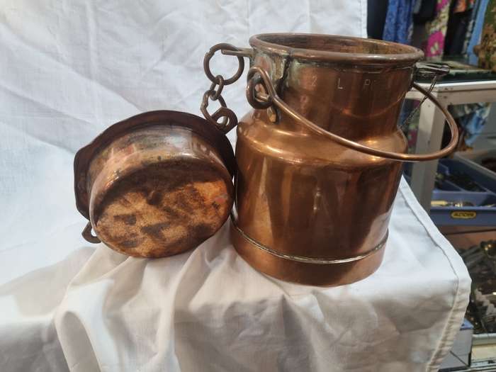 Copper/Copper plated ?? milk can