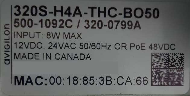 320S-H4A-THC-BO50 - Avigilon Thermal Camera (Refurbished)