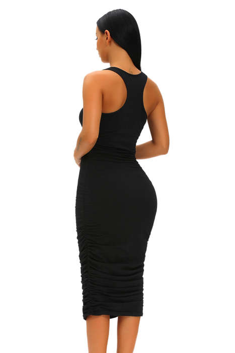 PRETTY PLEATED DETAIL MIDI TANK DRESS