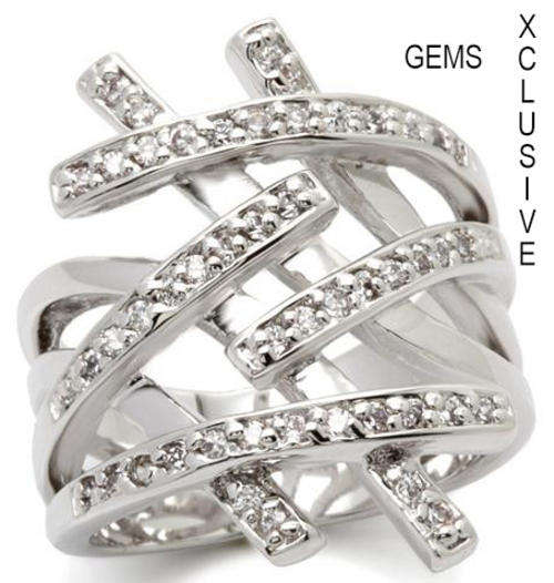 * GORGEOUS* 18K WHITE GOLD PLATED SIMULATED DIAMOND LADIES RING