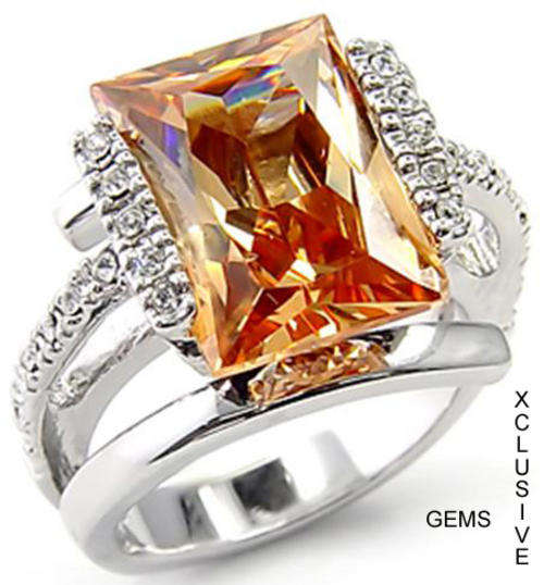 LOCALLY IN STOCK* R35 POSTAGE* 18K WHITE GOLD PLATED SIMULATED CITRINE LADIES RING