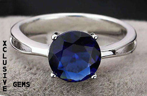 *LOCALLY IN STOCK* 18K WHITE GOLD PLATED SIMULATED SAPPHIRE LADIES RING