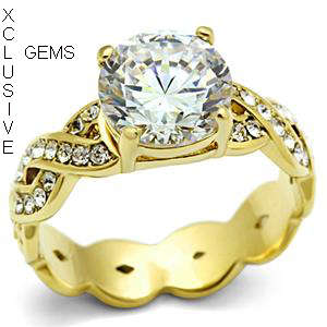 * R35 POSTAGE* 18K GOLD PLATED SIMULATED DIAMOND LADIES RING