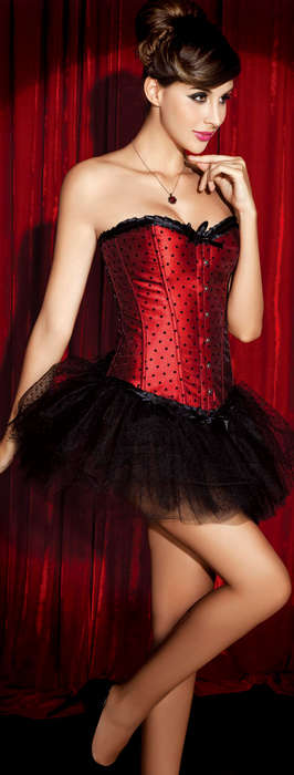 LOCALLY IN STOCK **BEAUTIFUL RED AND BLACK CORSET WITH PETTISKIRT