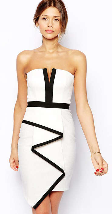 ELEGANT CONTRAST PANEL EVENING DRESS