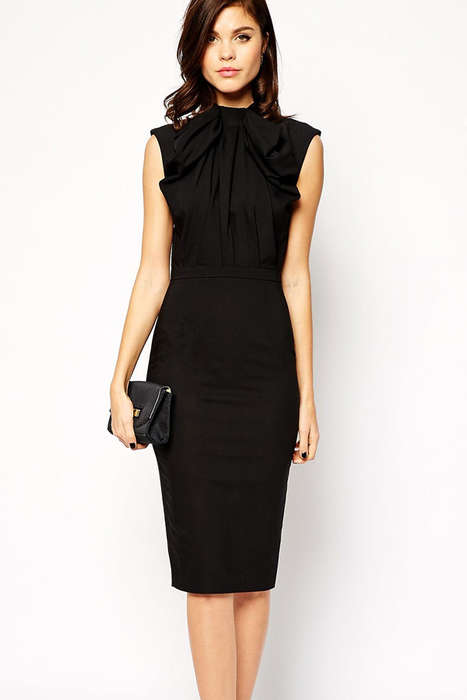BEAUTIFUL BOW BLACK PENCIL DRESS