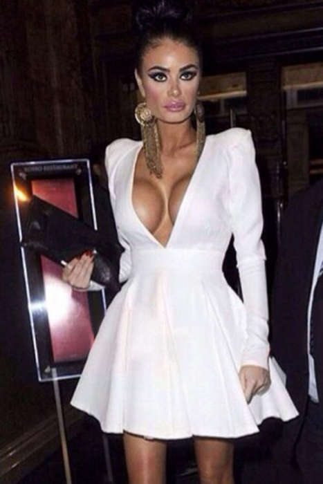 REVEALING DEEP V SKATER DRESS