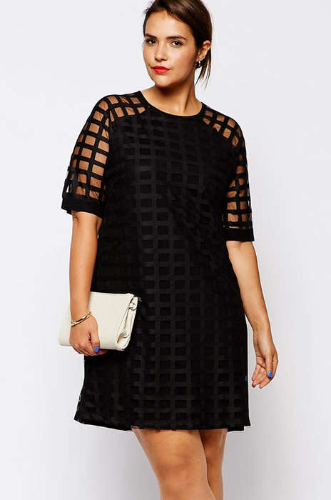 **PLUS SIZE** NET MESH OVERLAY DRESS