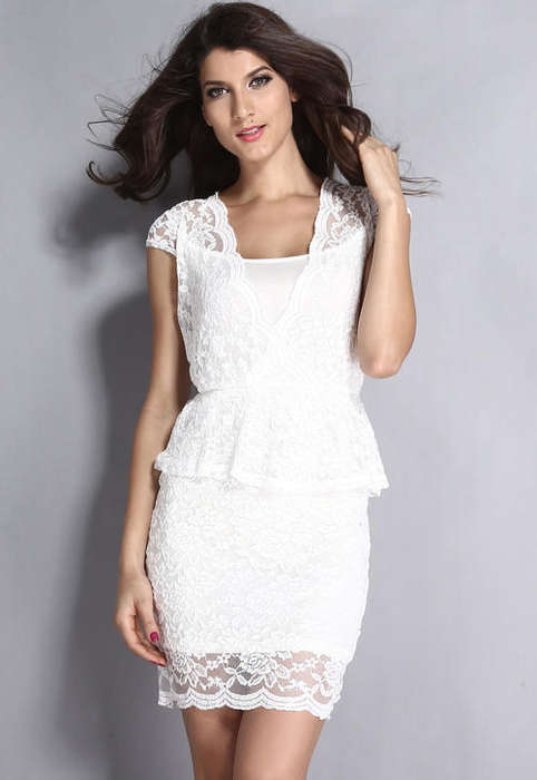 SEXY SCALLOPED EDGE PEPLUM DRESS