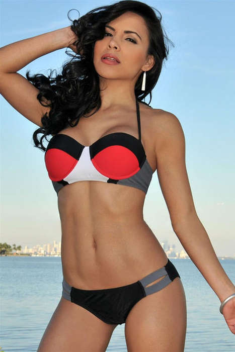 POPULAR PUSH UP COLOUR BLOCK BIKINI