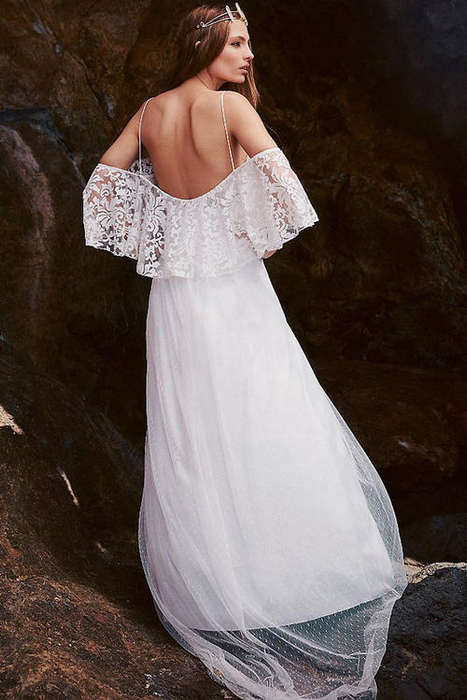 GORGEOUS WHITE LACE & DOTTED MESH DETAIL MAXI DRESS