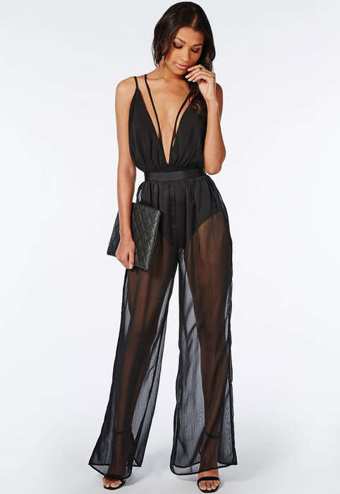 SEXY SHEER MESH WIDE LEG JUMPSUIT