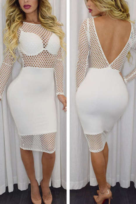 FANTASTIC FISHNET DETAIL CLUB DRESS