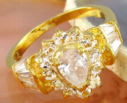 Simulated Diamond 18K Yellow Gold Plated Ring