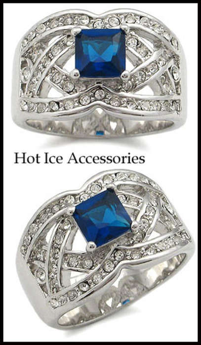**INTERNATIONAL POSTAGE** Simulated Sapphire 18K White Gold Plated Ring - NO COMBINED POSTAGE