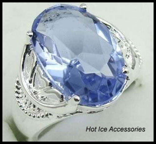 **INTERNATIONAL SHIPPING** STERLING SILVER SIMULATED LIGHT AMETHYST RING*NO COMBINED POSTAGE
