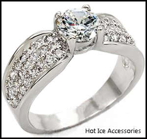 **INTERNATIONAL POSTAGE** 18K WHITE GOLD PLATED SIMULATED DIAMOND RING