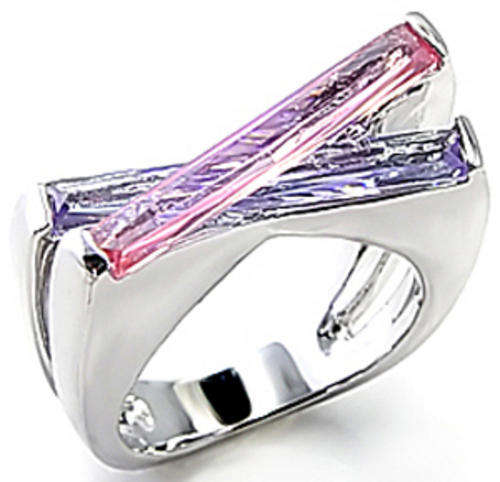 **INTERNATIONAL POSTAGE** 18K WHITE GOLD PLATED MULTI COLOURED RING