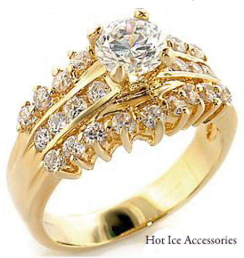 **INTERNATIONAL SHIPPING** 18K YELLOW GOLD PLATED SIMULATED DIAMOND RING*NO COMBINED SHIPPING