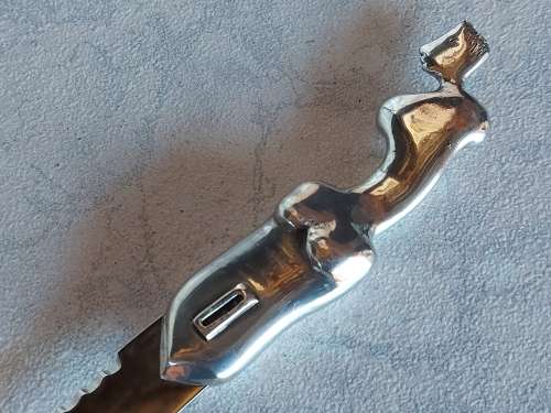 AWESOME CARROL BOYES FUNCTIONAL ART  PEWTER AND STAINLESS STEEL BREAD KNIFE