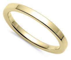 9ct yellow or red gold flat wedding band 2mm wide size H, USA size 3.5 New!