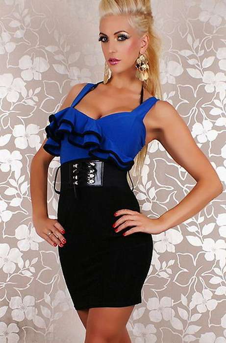 BRAND NEW - ELEGANT  BLUE AND BLACK ONE PIECE  - FREE GIFT INCLUDED