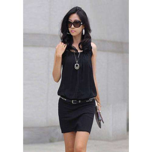 BRAND NEW - LADIES STUNNING BLACK CHIFFON DRESS