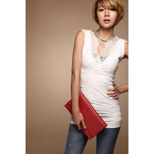 BRAND NEW - SEXY LADIES  WHITE LACE VEST BLOUSE