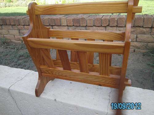 COLLECTIBLE PINE MAGAZINE RACK (newly varnised)