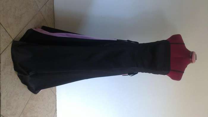 Stunning black formal gown with pink side inserts